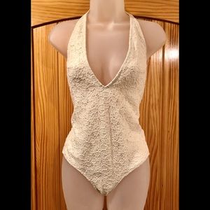 H&M Off White Eyelet Body Suit